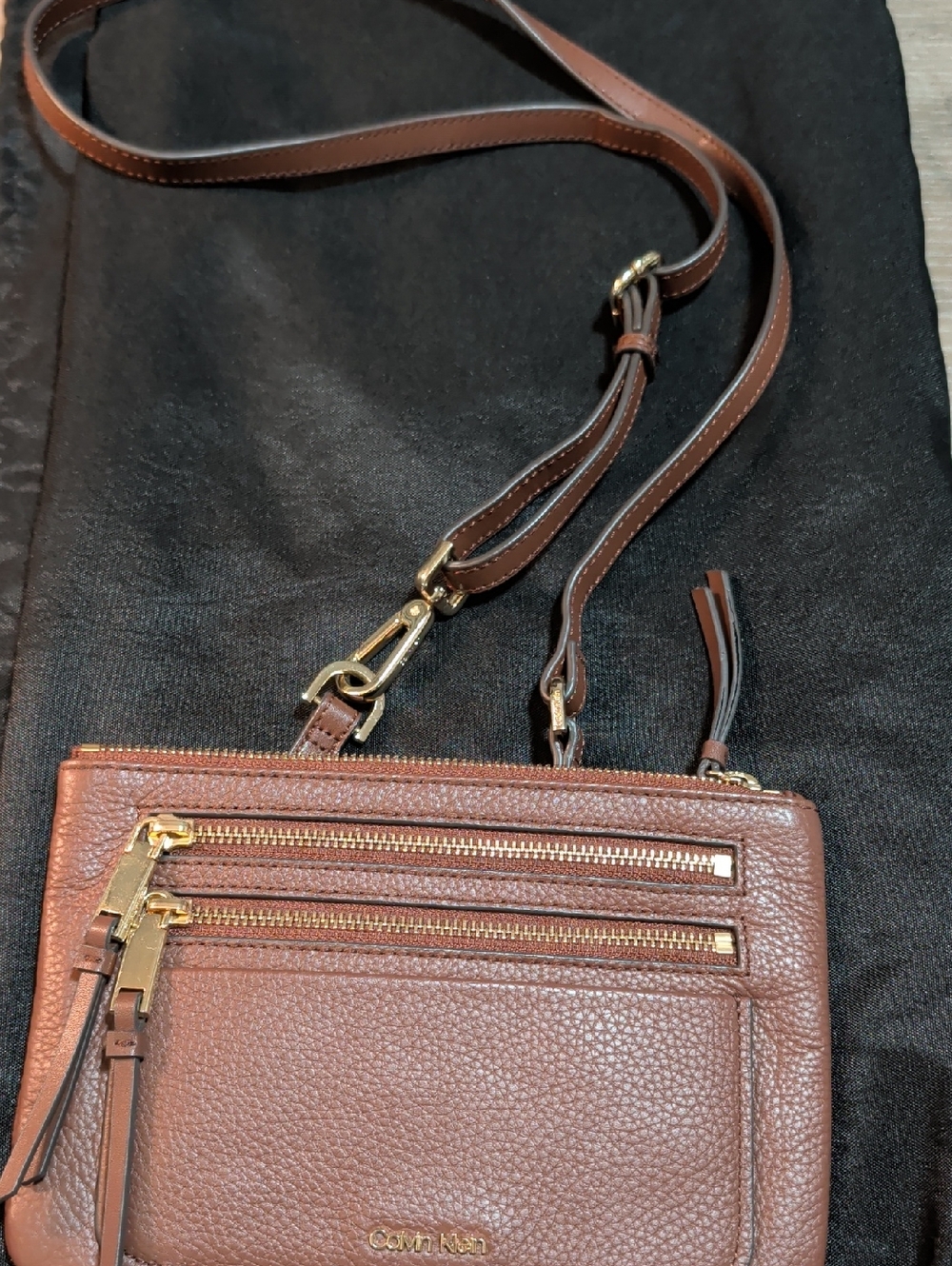 Brown Pebbled Leather Crossbody Bag